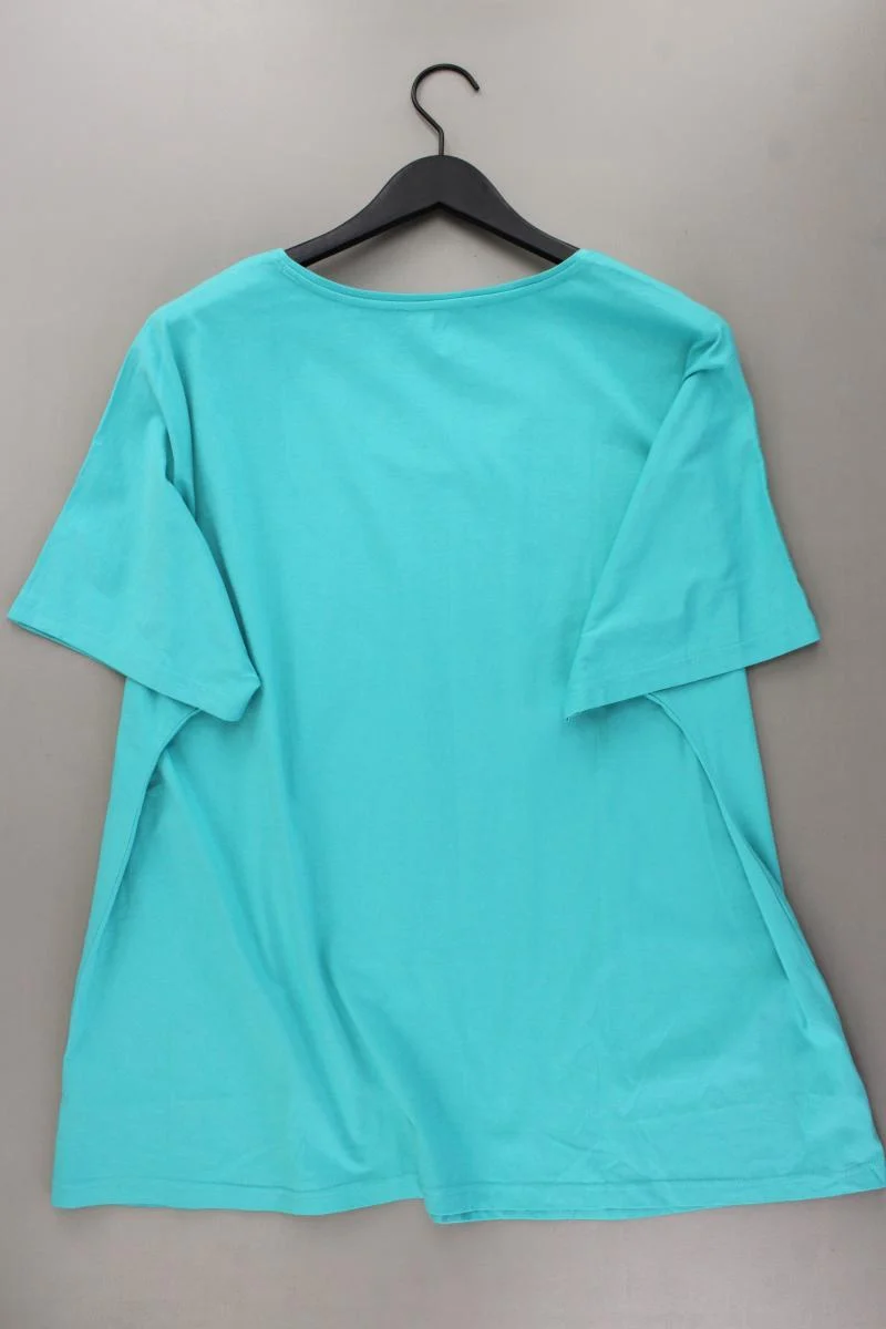 Janet & Joyce Printshirt Gr. 52 neuwertig Kurzarm türkis aus Baumwolle