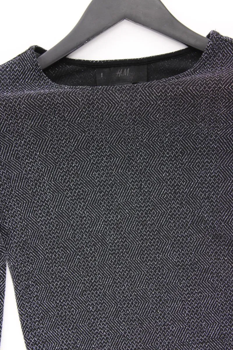 H&M Glitzer Crop Longshirt Gr. XS Langarm mit Glitzer silber aus Polyamid