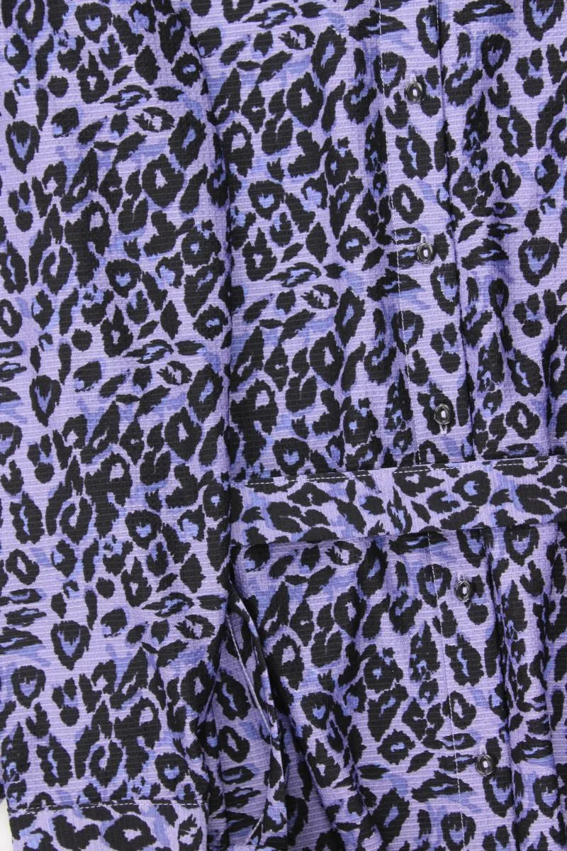 WE Fashion Langarmkleid Gr. L mit Tierdruck mit Gürtel lila aus Polyester