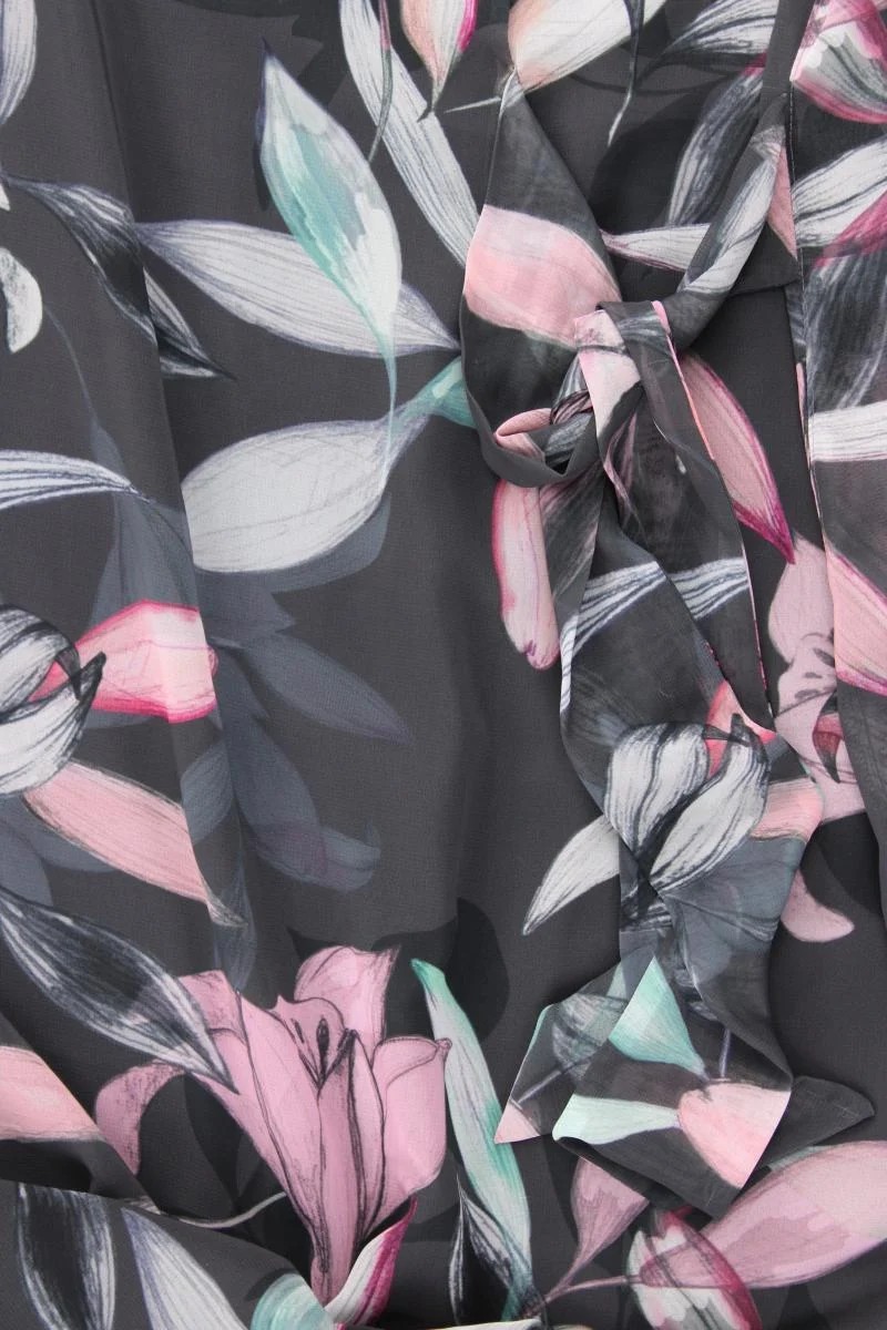 comma, Chiffonkleid Gr. 42 mit Blumenmuster Ärmellos lila aus Polyester