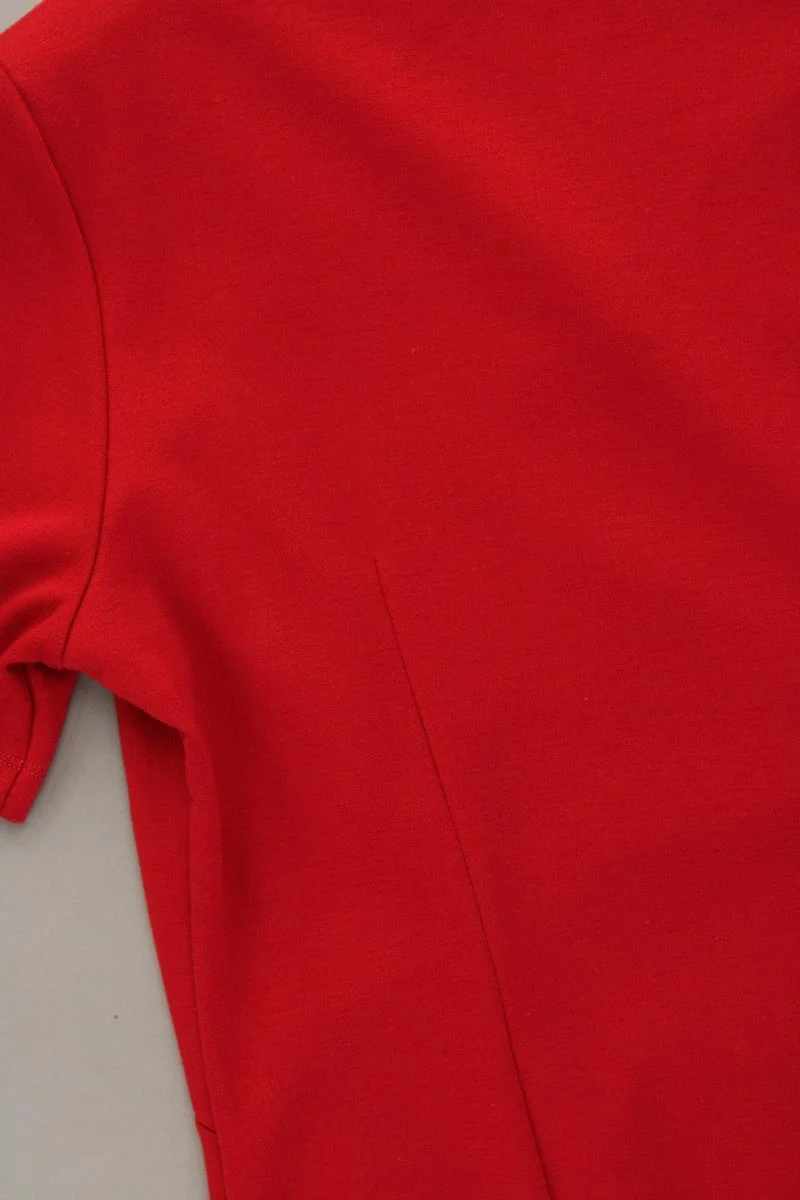 Wax Etuikleid Gr. 42 Kurzarm rot aus Baumwolle