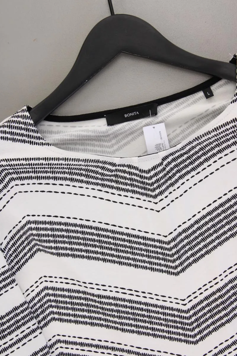 Bonita Printshirt Gr. L geometrisches Muster Langarm schwarz aus Viskose