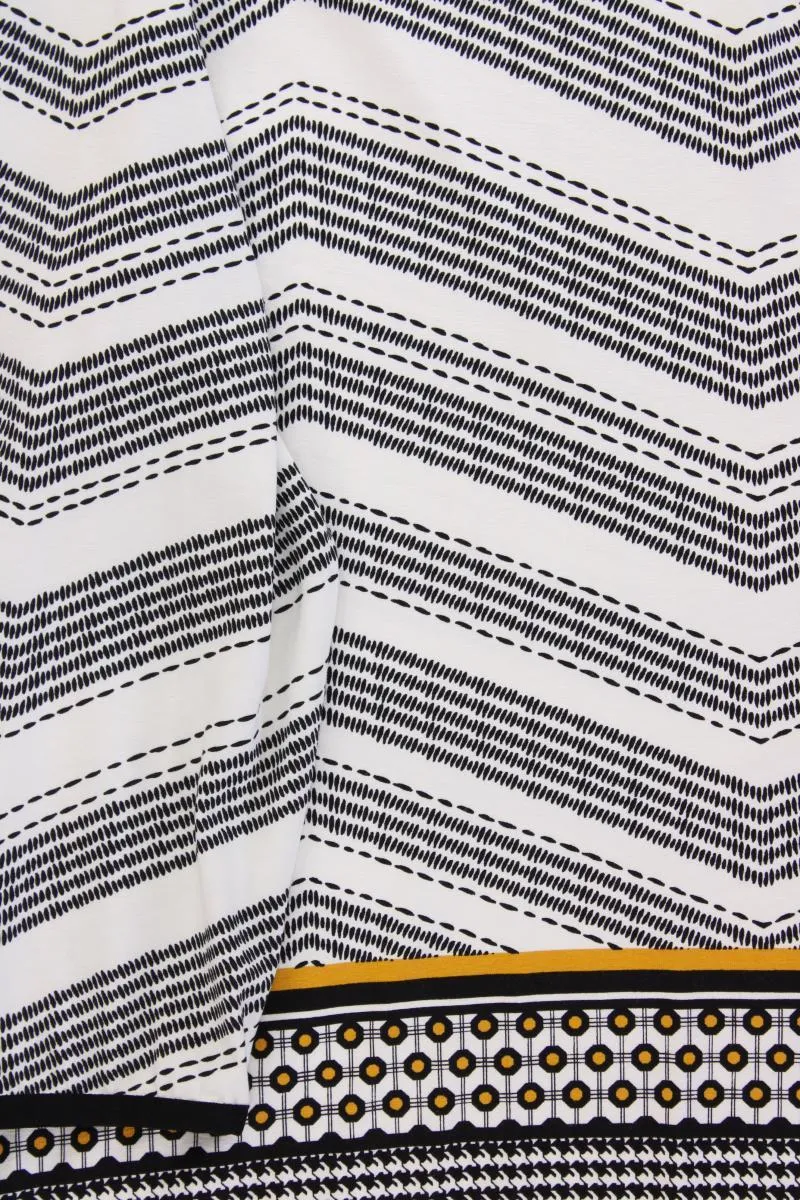 Bonita Printshirt Gr. L geometrisches Muster Langarm schwarz aus Viskose