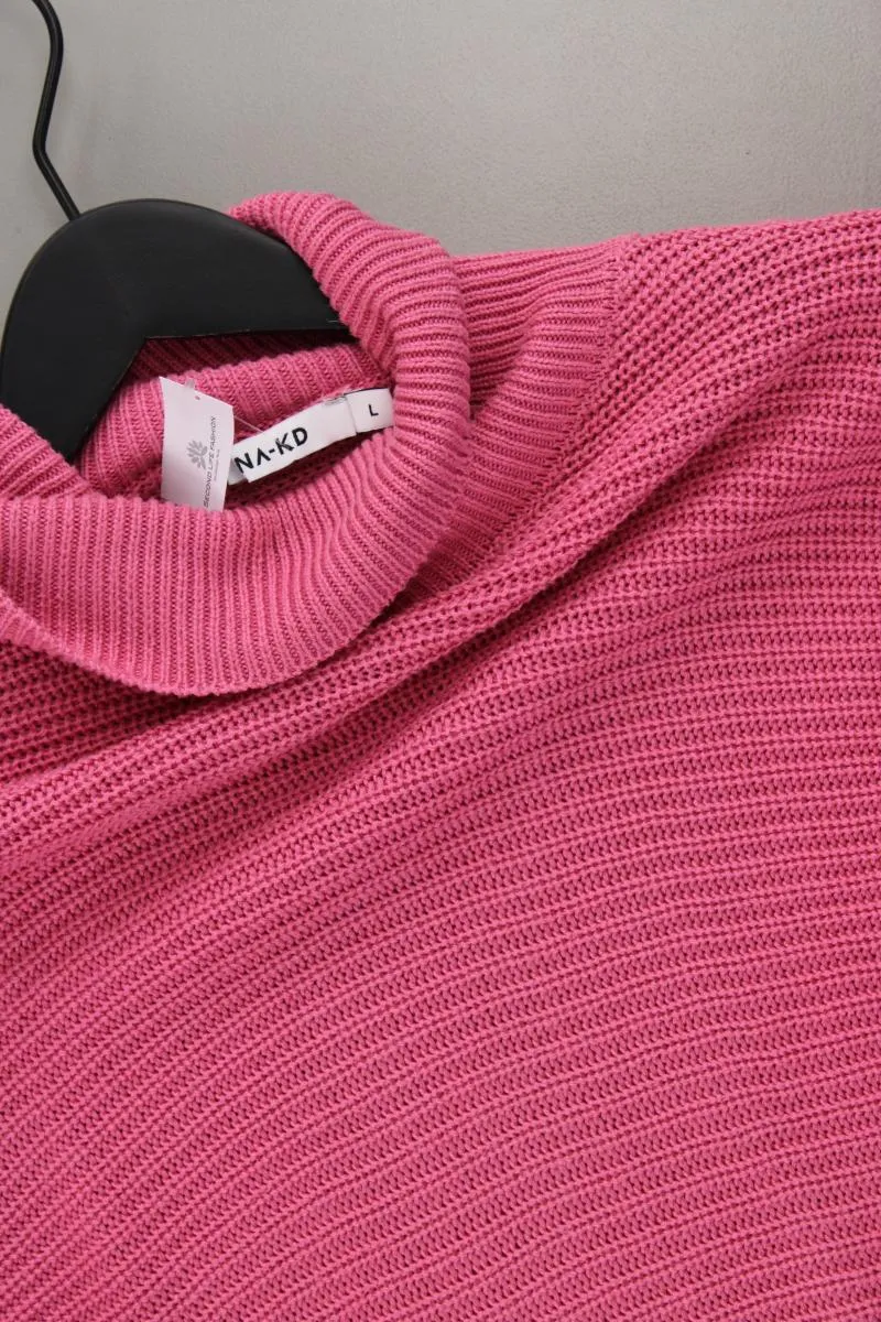 NA-KD Grobstrickpullover Gr. L pink aus Baumwolle