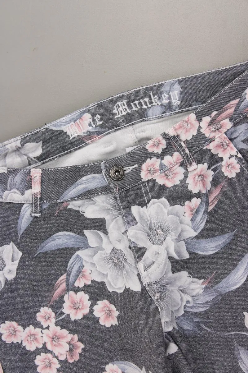 Blue Monkey Hose Gr. w28/L32 mit Blumenmuster mehrfarbig aus Baumwolle
