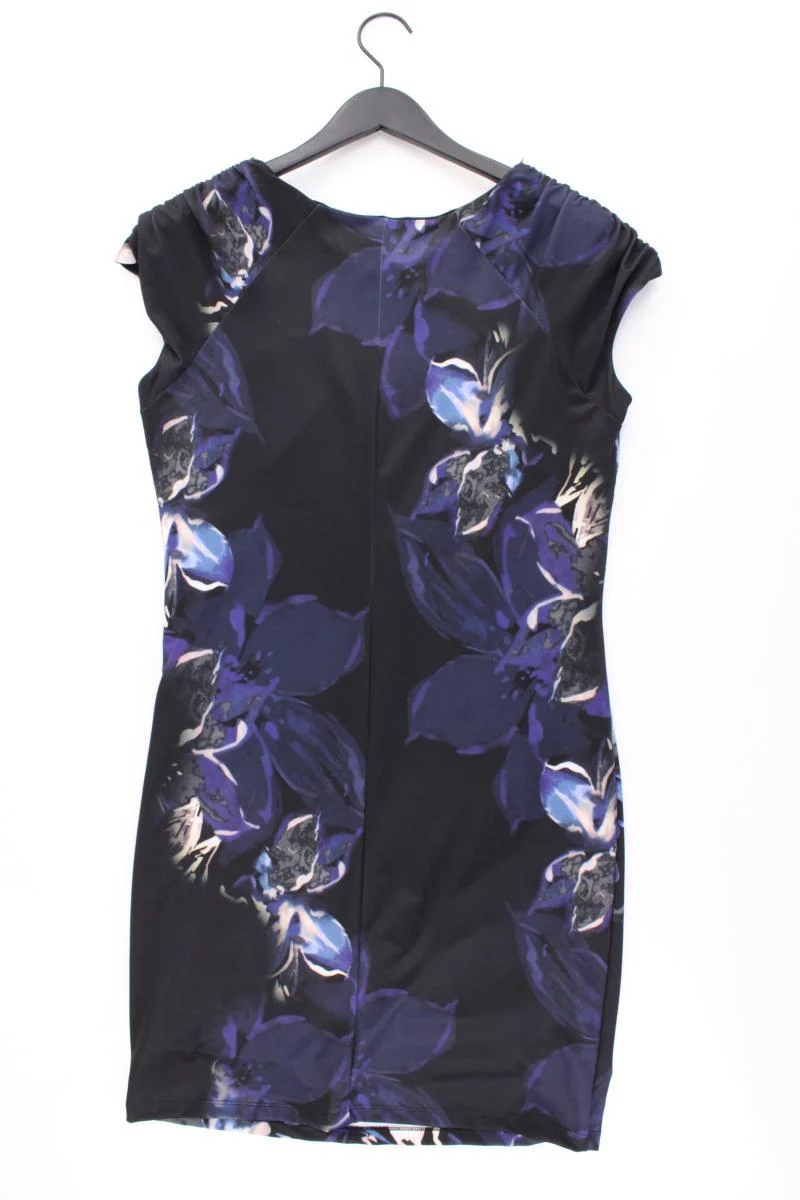 Création L. Etuikleid Gr. 40 mit Blumenmuster Kurzarm schwarz aus Polyester