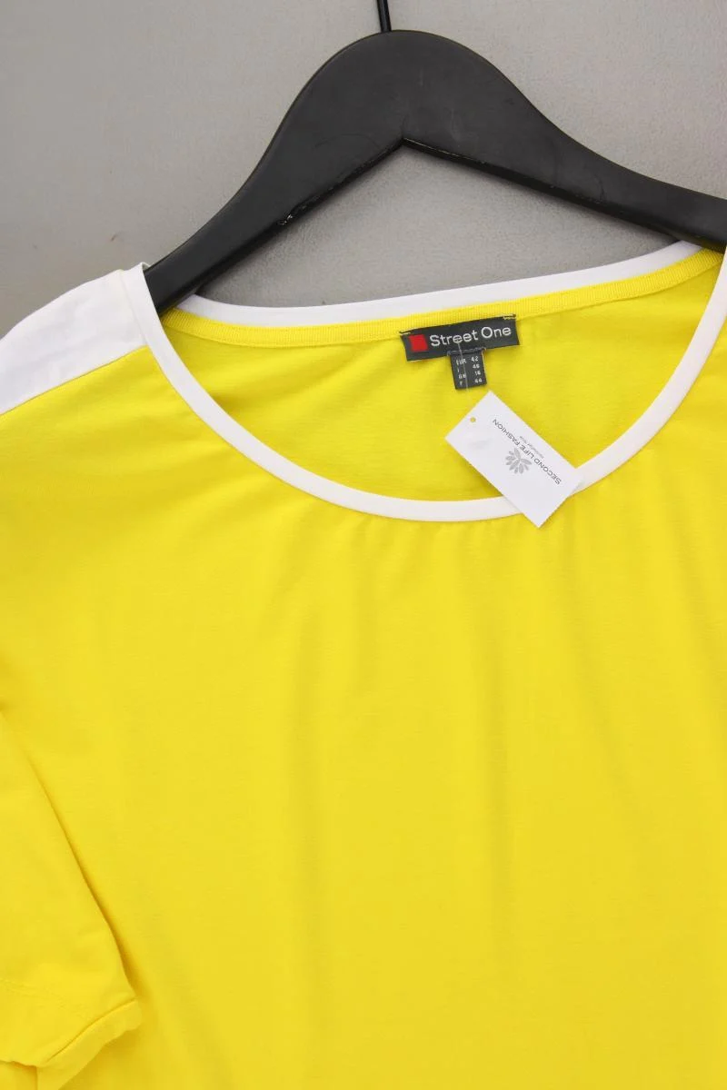 Street One T-Shirt Gr. 42 neuwertig Kurzarm gelb aus Viskose