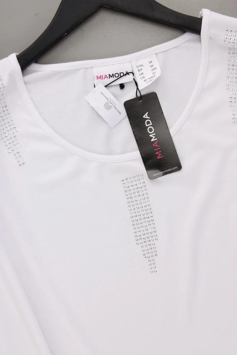 Mia Moda Top Gr. 54 neu mit Etikett mit Glitzer weiß aus Viskose