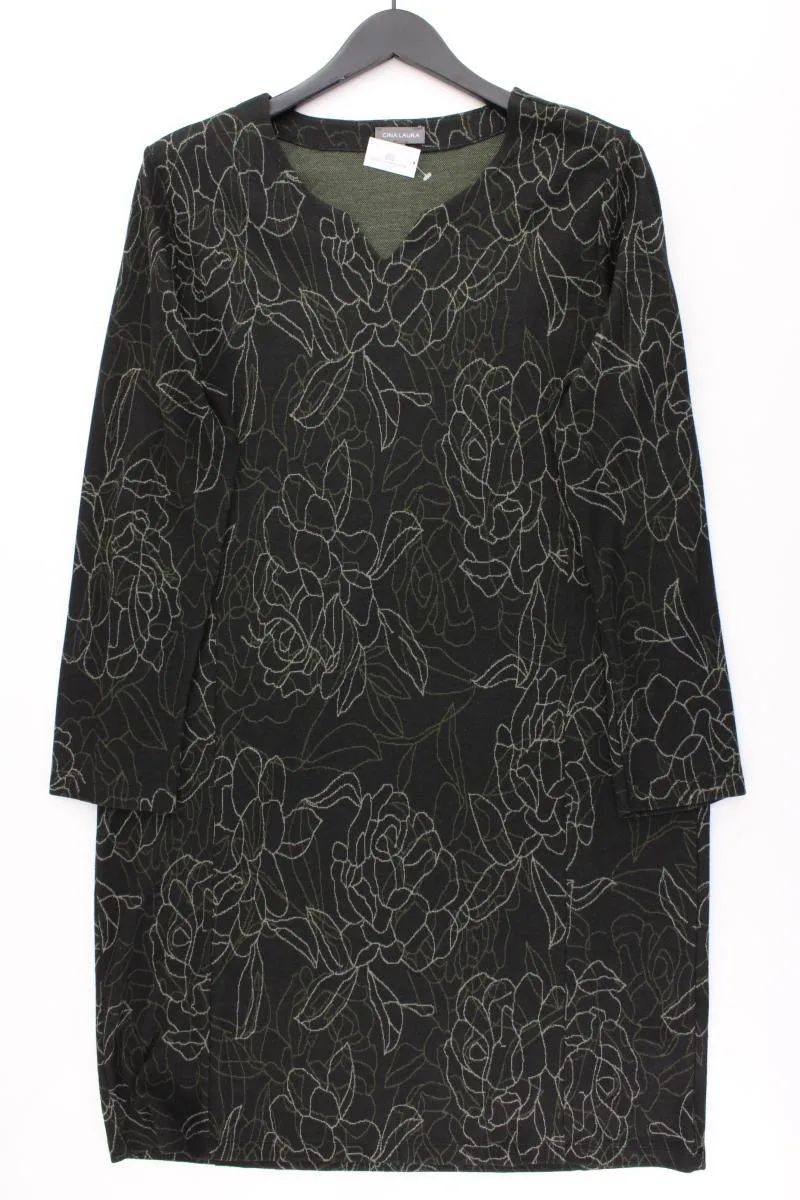 Gina Laura Langarmkleid Gr. XL mit Blumenmuster schwarz aus Polyester