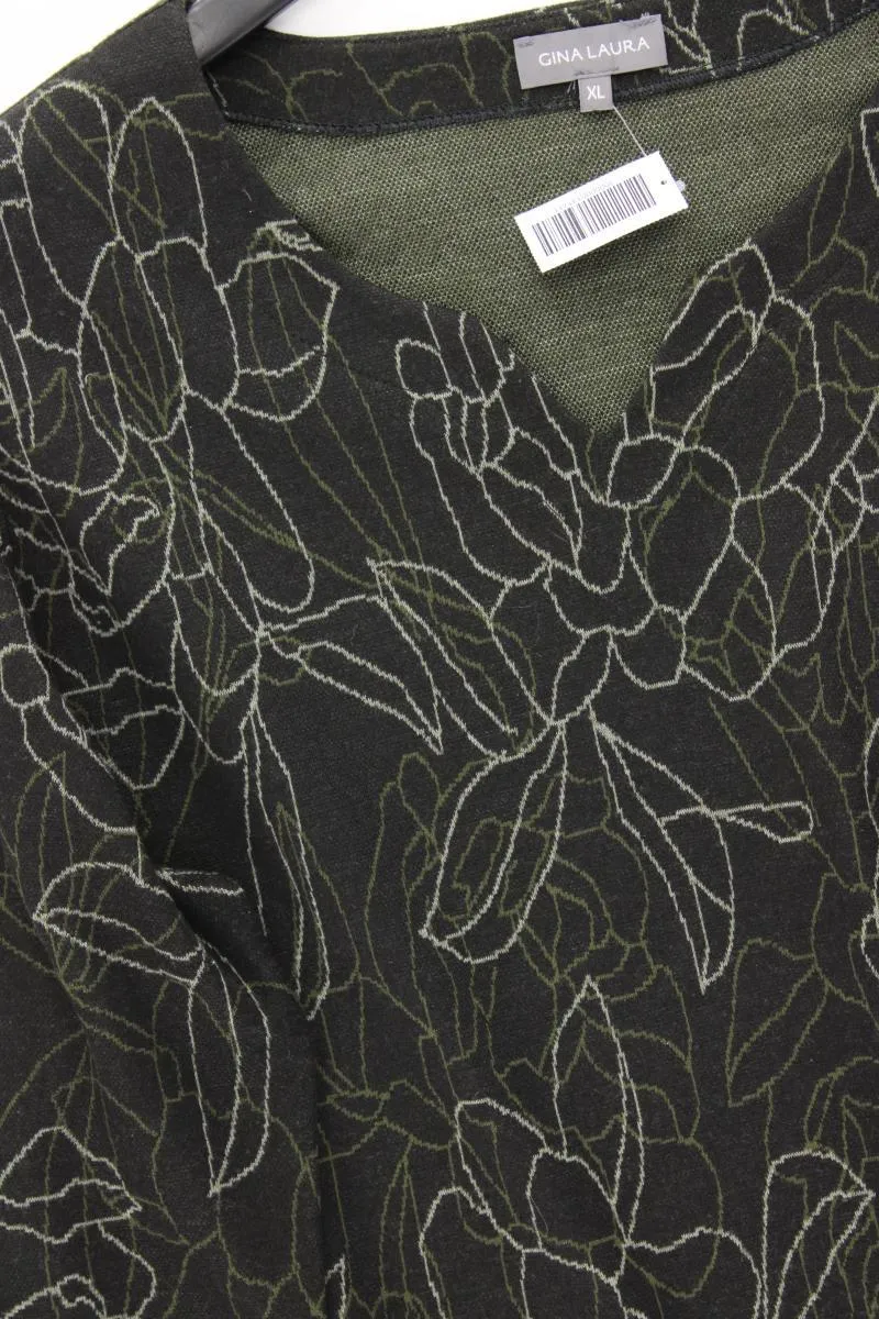 Gina Laura Langarmkleid Gr. XL mit Blumenmuster schwarz aus Polyester