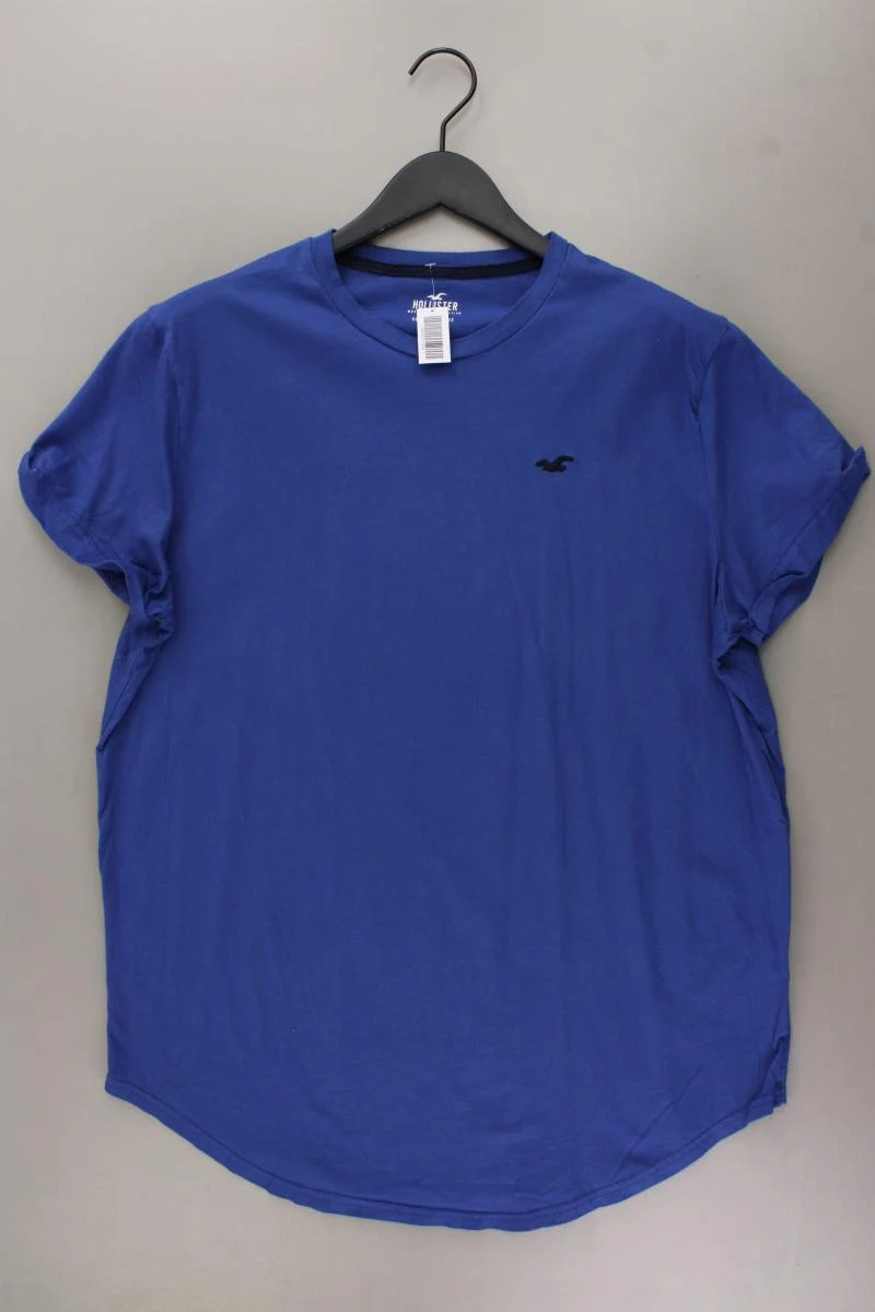 Hollister T-Shirt für Herren Gr. XXL Kurzarm blau aus Baumwolle