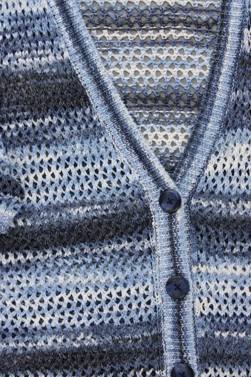 Paola Strickjacke Gr. 52 Kurzarm blau aus Polyacryl