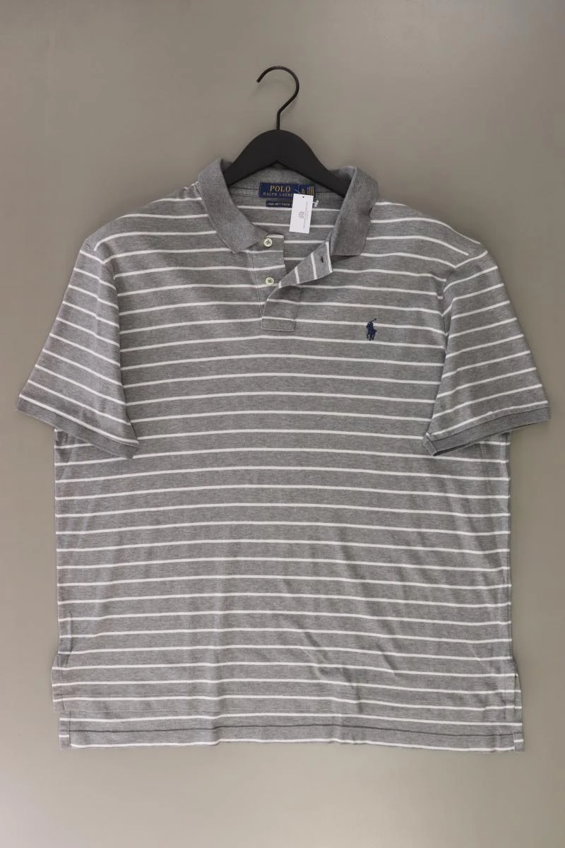Ralph Lauren Poloshirt für Herren Gr. XL gestreift Kurzarm grau
