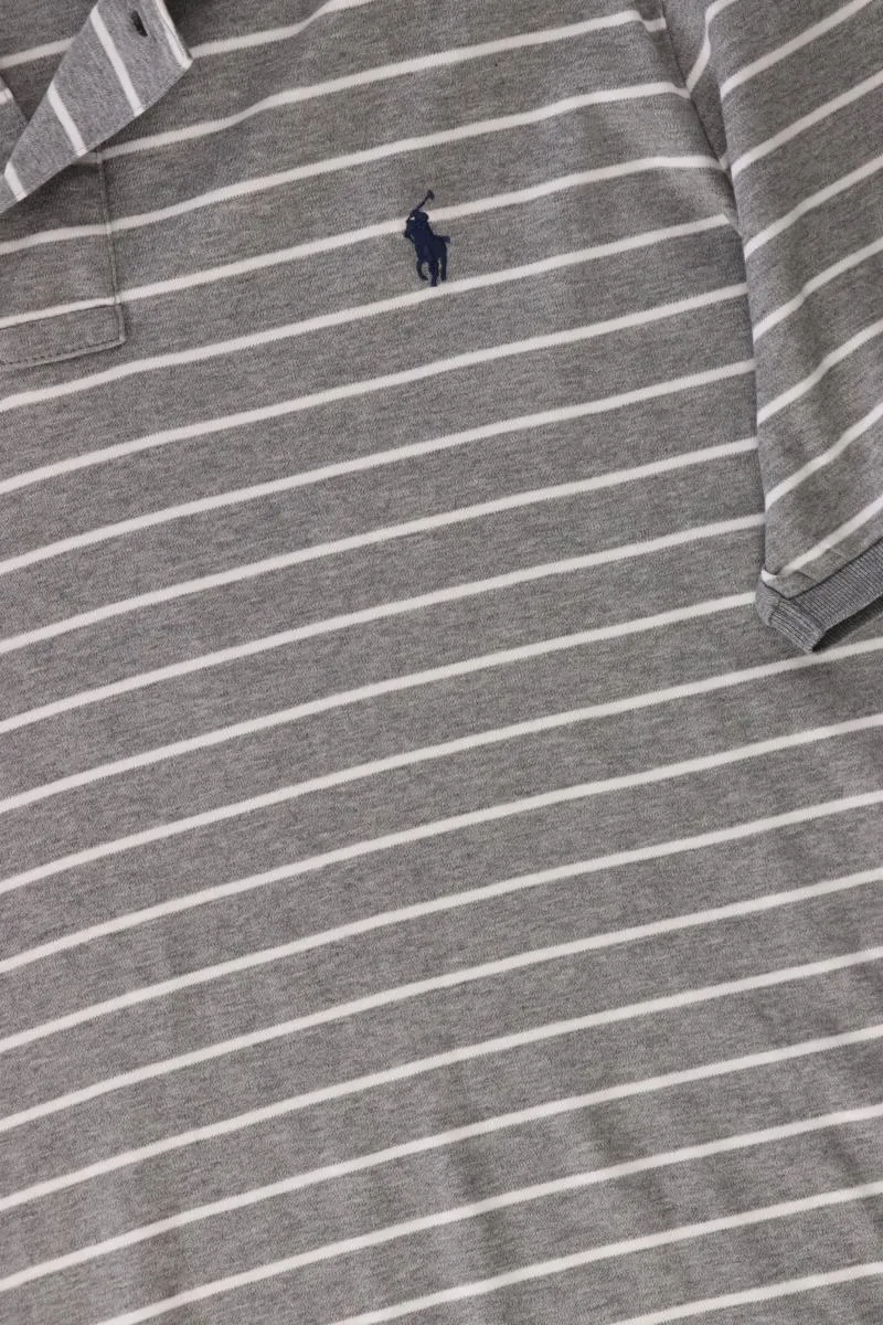 Ralph Lauren Poloshirt für Herren Gr. XL gestreift Kurzarm grau
