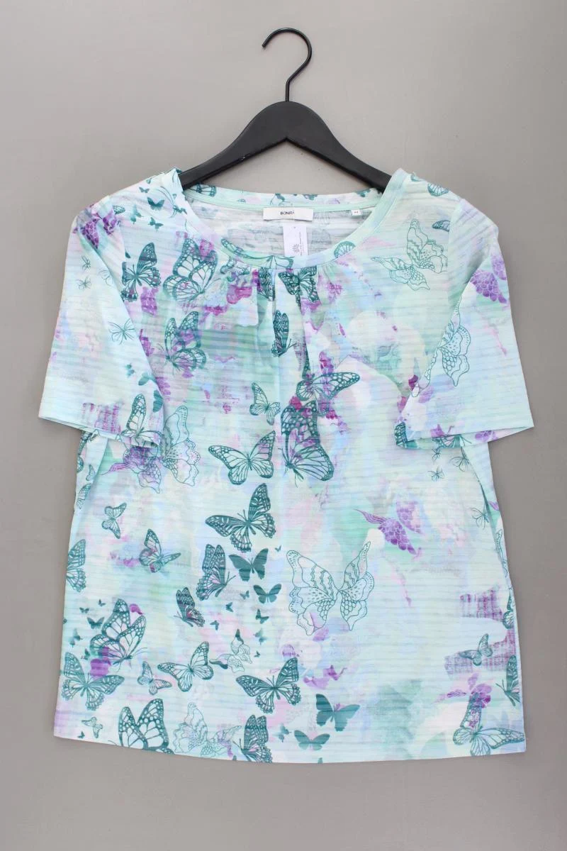 Bonita Shirt mit Schmetterlingmuster Gr. M Kurzarm türkis aus Polyester