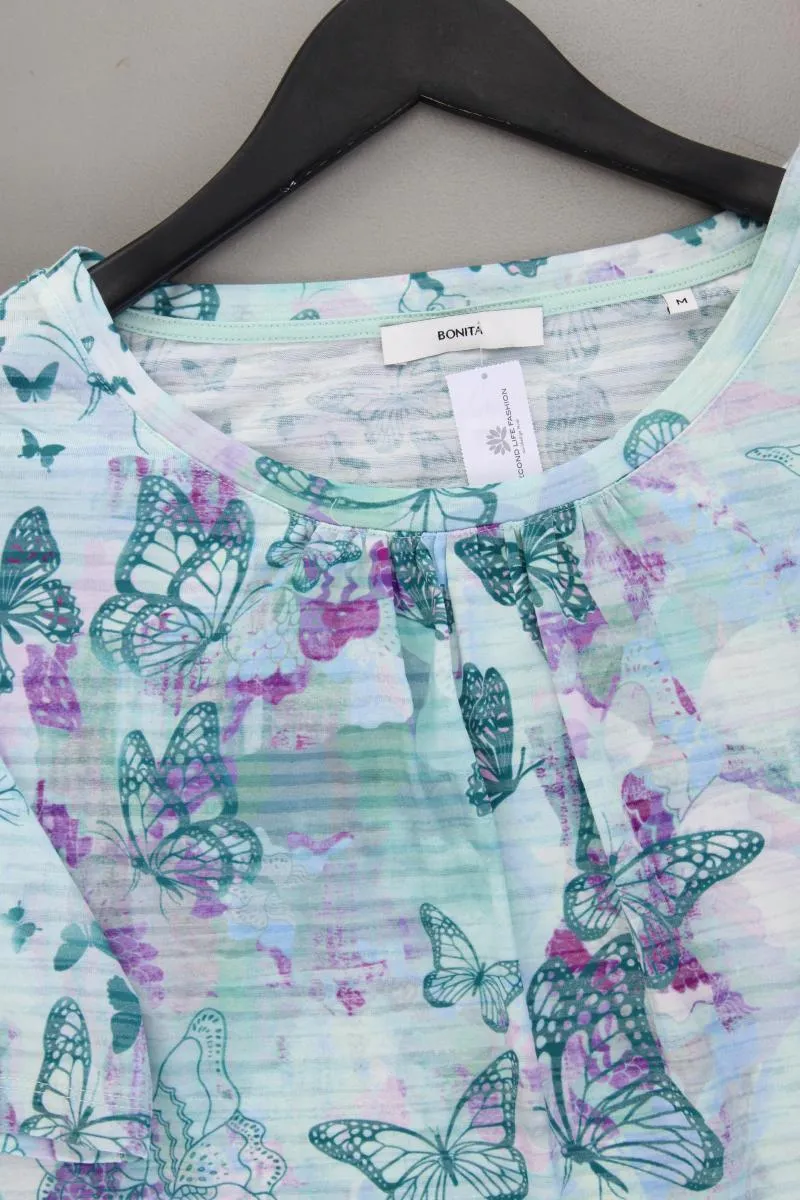 Bonita Shirt mit Schmetterlingmuster Gr. M Kurzarm türkis aus Polyester