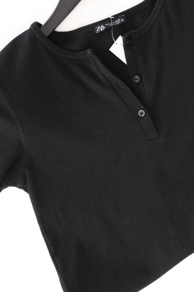 Zara Cropped Shirt Gr. M Kurzarm schwarz aus Baumwolle