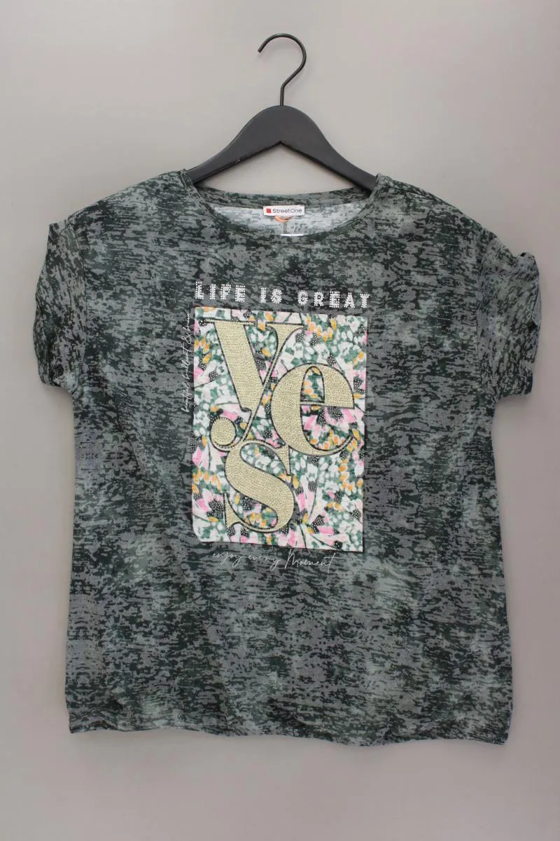 Street One Printshirt Gr. 44 Kurzarm olivgrün