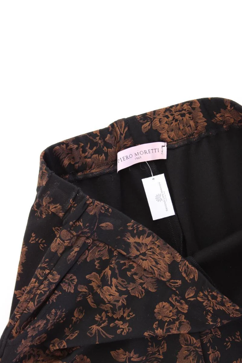 Piero Moretti Stretchhose Gr. IT 50 (XL) mit Blumenmuster neuwertig schwarz