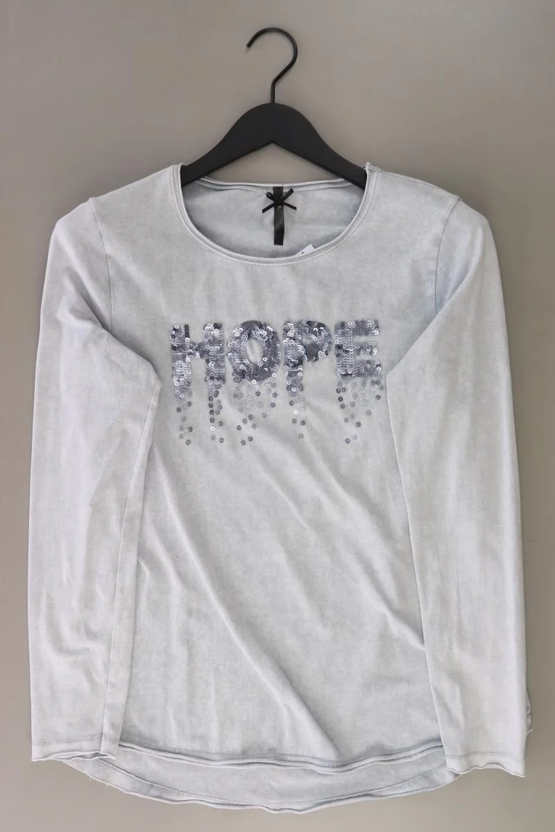 Key Largo Longsleeve-Shirt Gr. M Langarm mit Pailletten blau aus Baumwolle