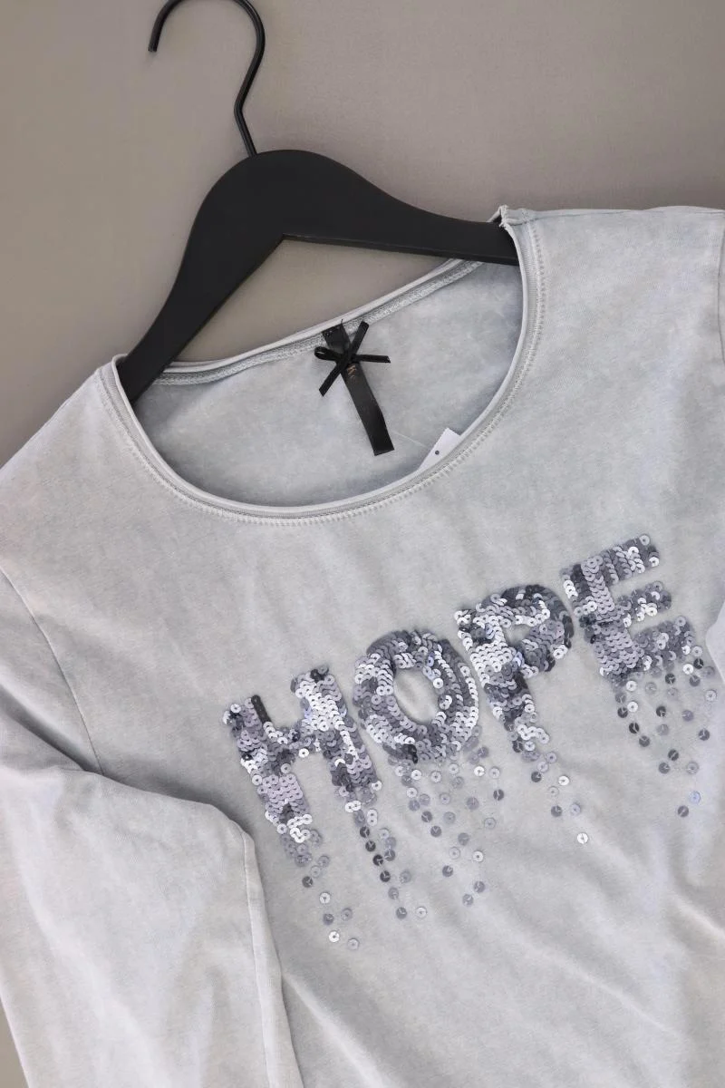 Key Largo Longsleeve-Shirt Gr. M Langarm mit Pailletten blau aus Baumwolle