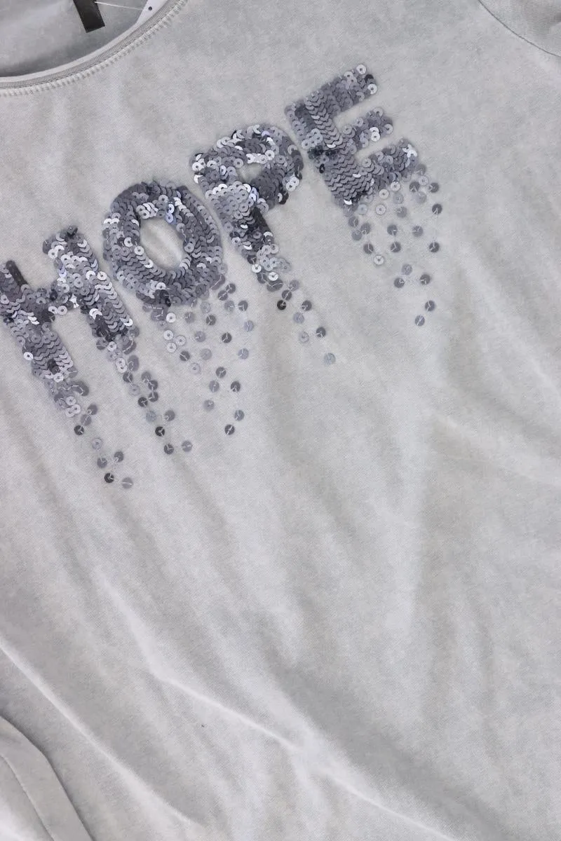 Key Largo Longsleeve-Shirt Gr. M Langarm mit Pailletten blau aus Baumwolle