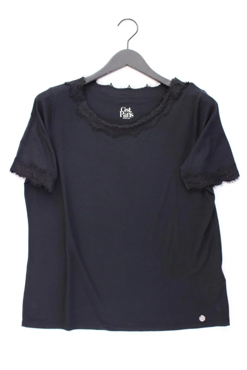 C'est Paris T-Shirt Gr. 42 Kurzarm schwarz aus Modal