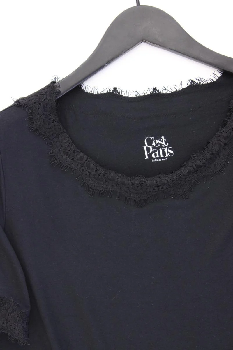 C'est Paris T-Shirt Gr. 42 Kurzarm schwarz aus Modal