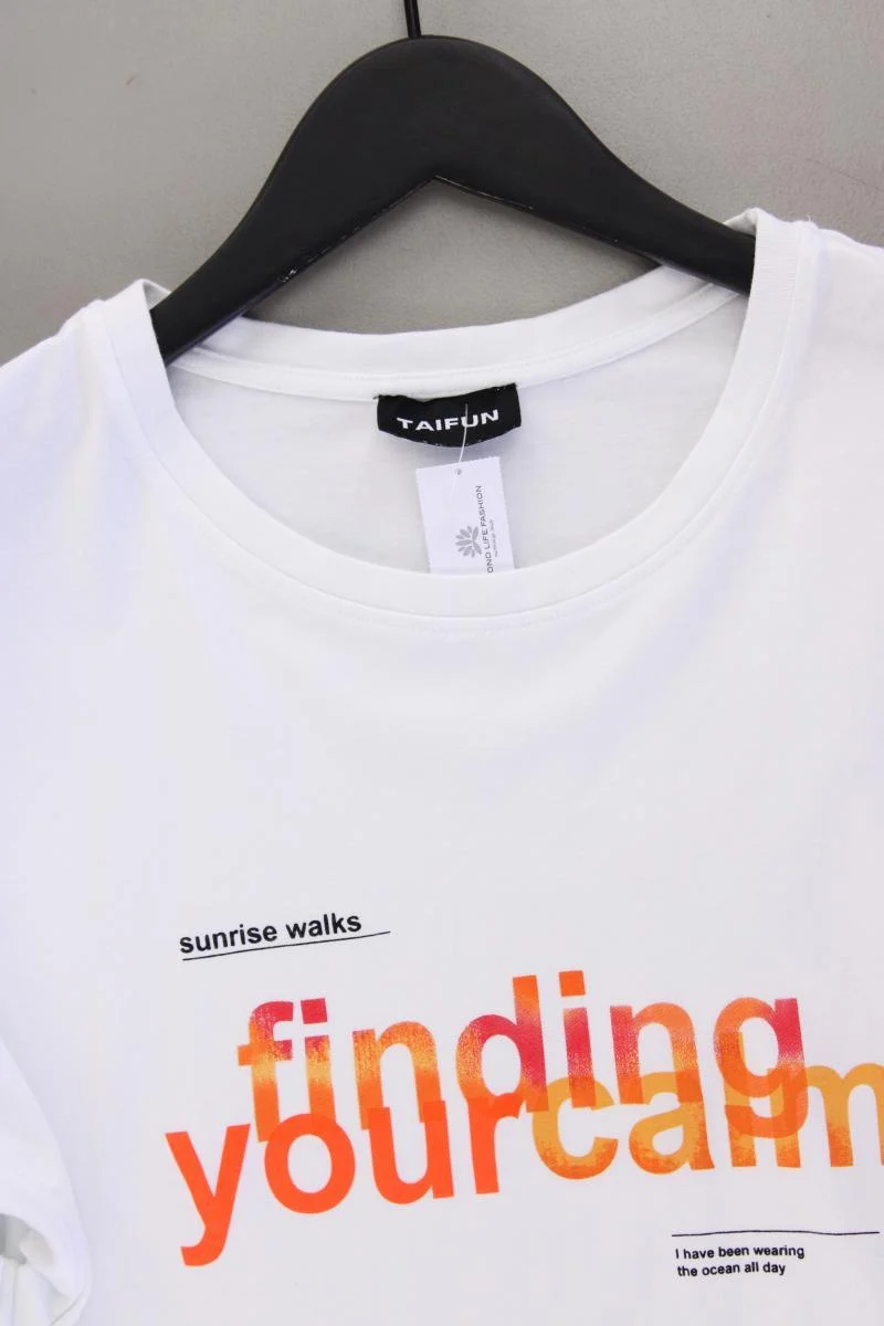 Taifun Printshirt Gr. 42 Kurzarm weiß