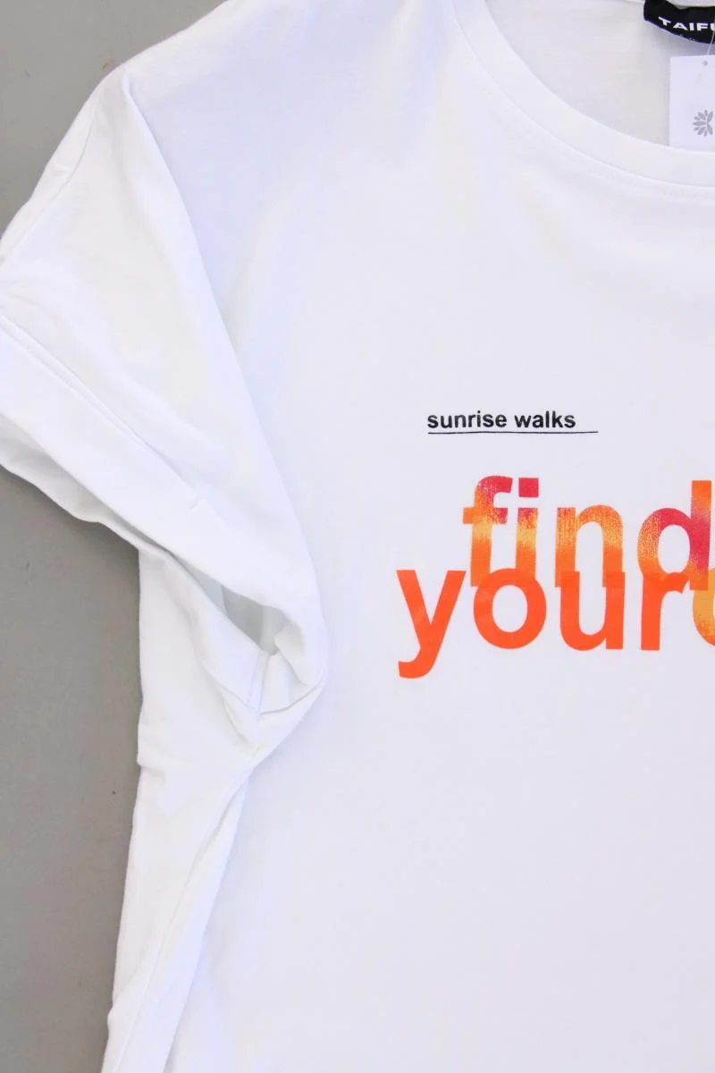 Taifun Printshirt Gr. 42 Kurzarm weiß