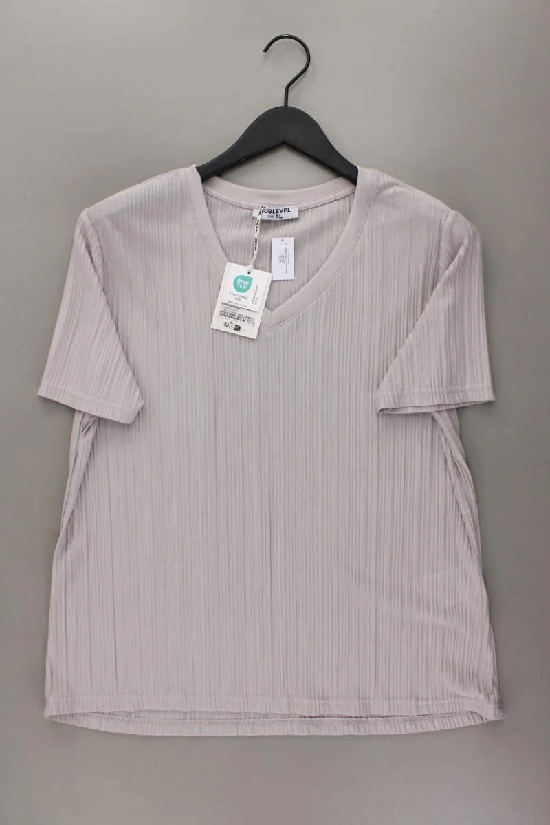 Sublevel Shirt mit V-Ausschnitt Gr. XL neu mit Etikett Kurzarm grau