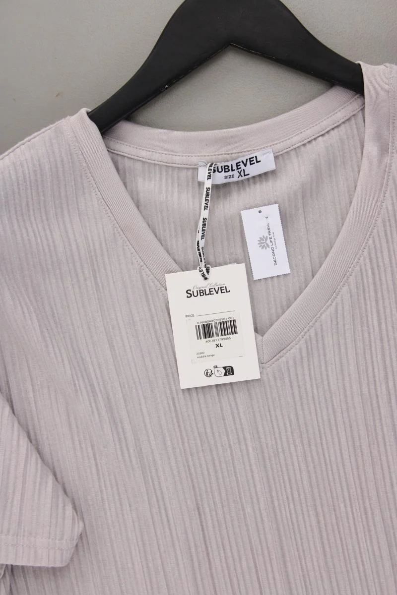 Sublevel Shirt mit V-Ausschnitt Gr. XL neu mit Etikett Kurzarm grau