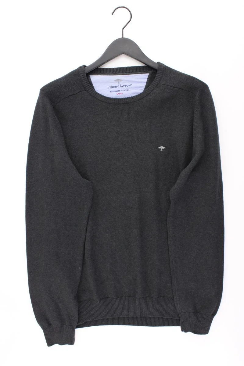 Fynch Hatton Feinstrickpullover für Herren Gr. L grau aus Baumwolle