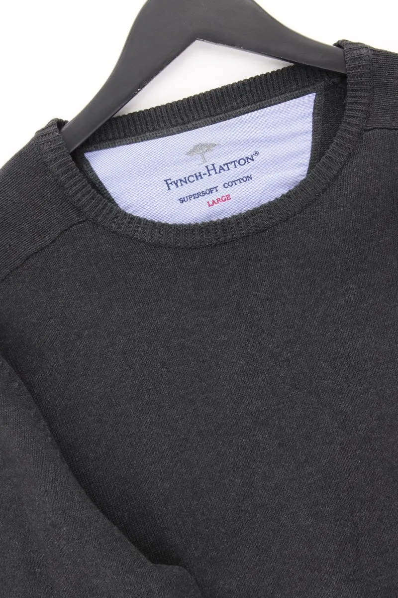 Fynch Hatton Feinstrickpullover für Herren Gr. L grau aus Baumwolle