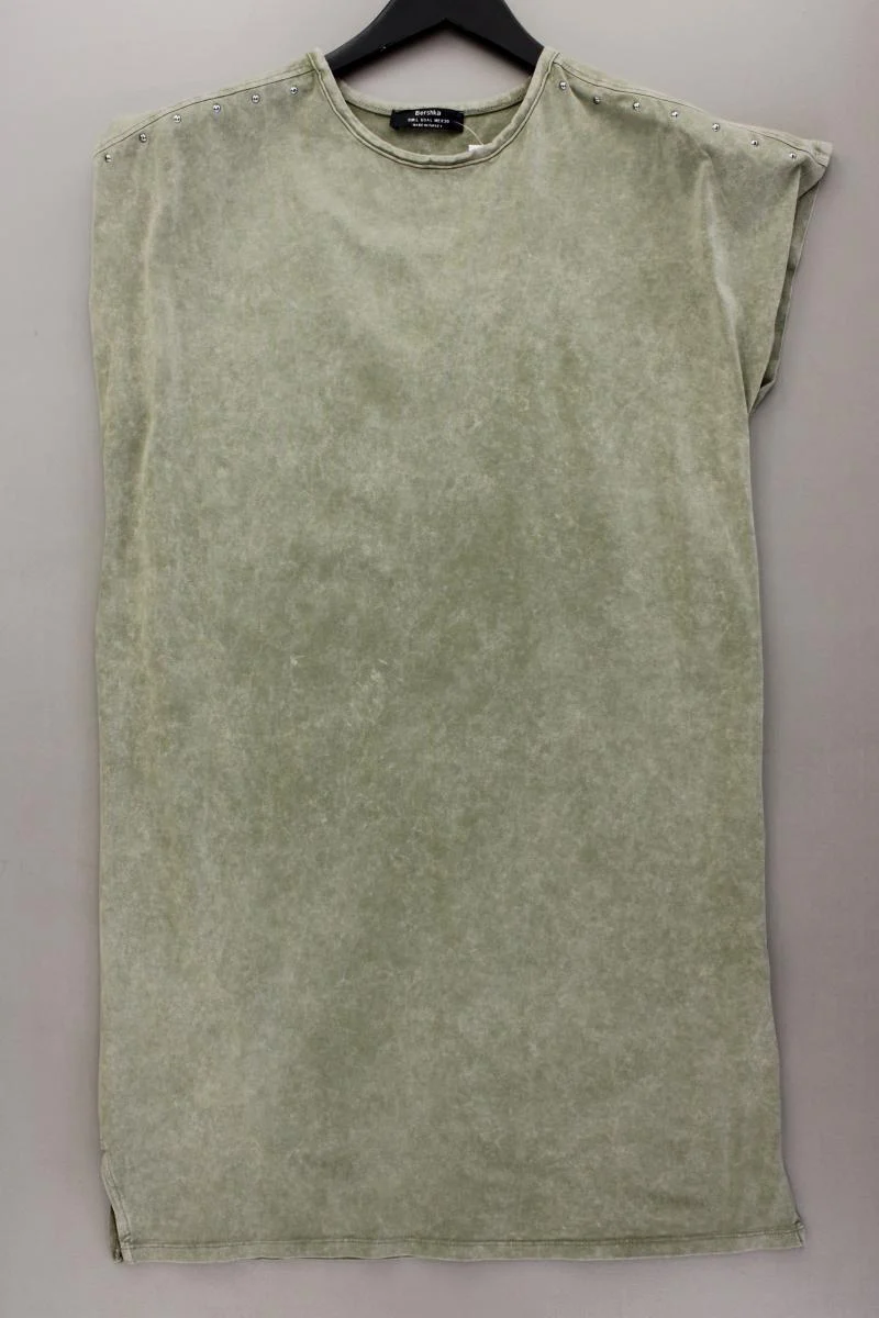 Bershka Kurzarmkleid Gr. L grün aus Baumwolle