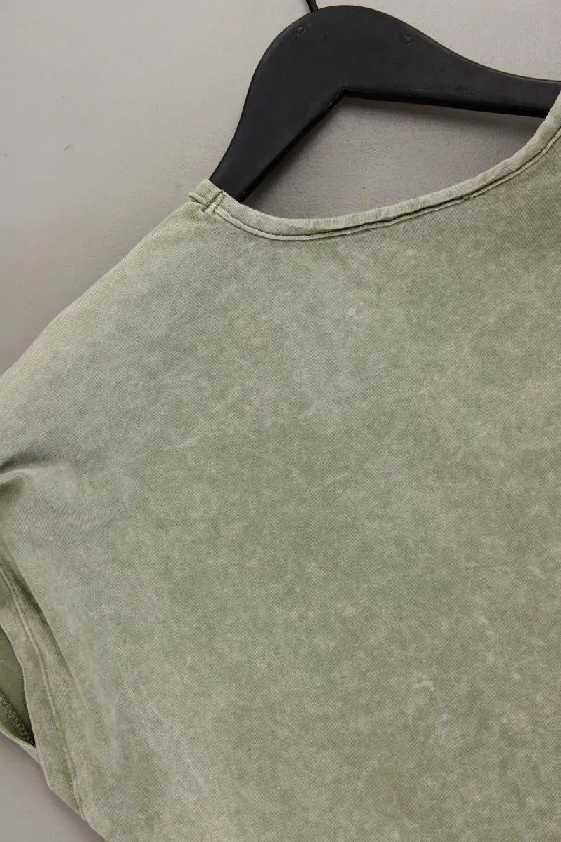 Bershka Kurzarmkleid Gr. L grün aus Baumwolle