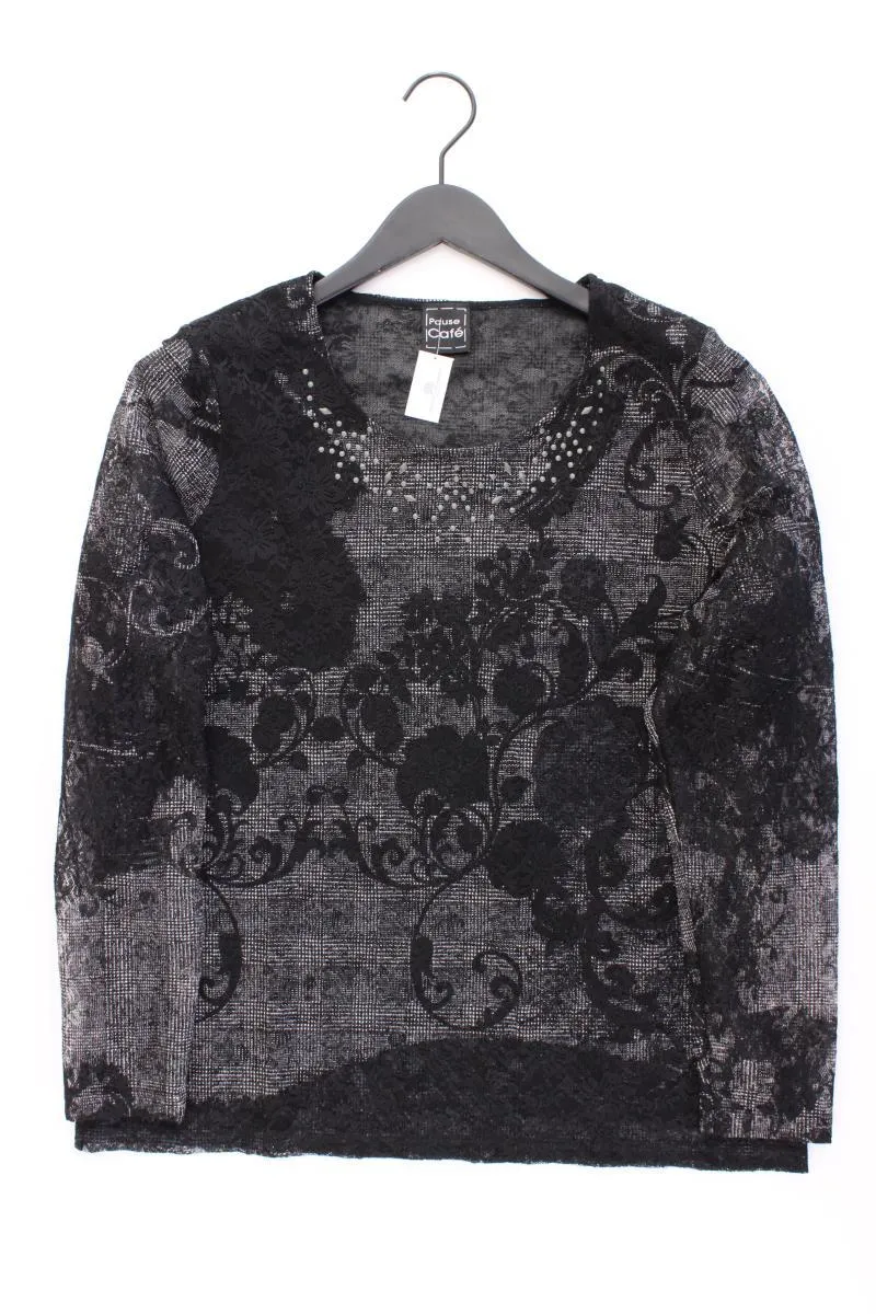 Pause Cafe Shirt mit Spitze Gr. 46 Langarm schwarz aus Polyester