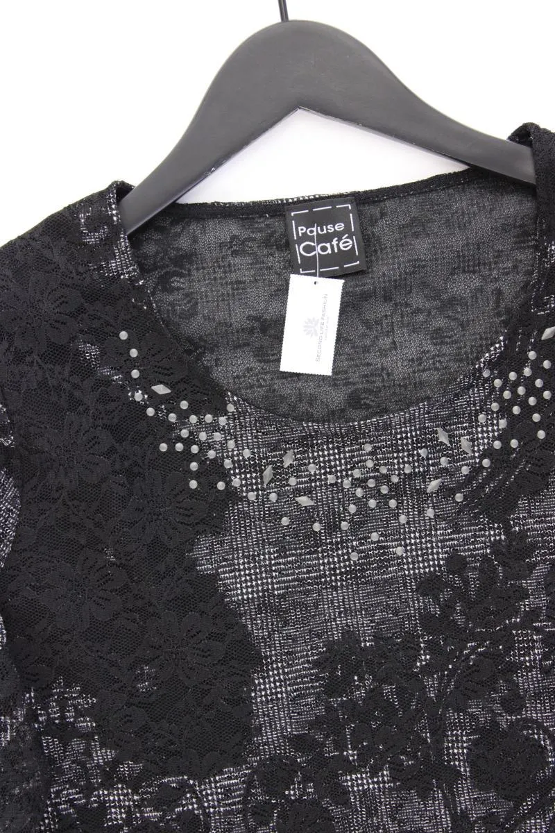 Pause Cafe Shirt mit Spitze Gr. 46 Langarm schwarz aus Polyester