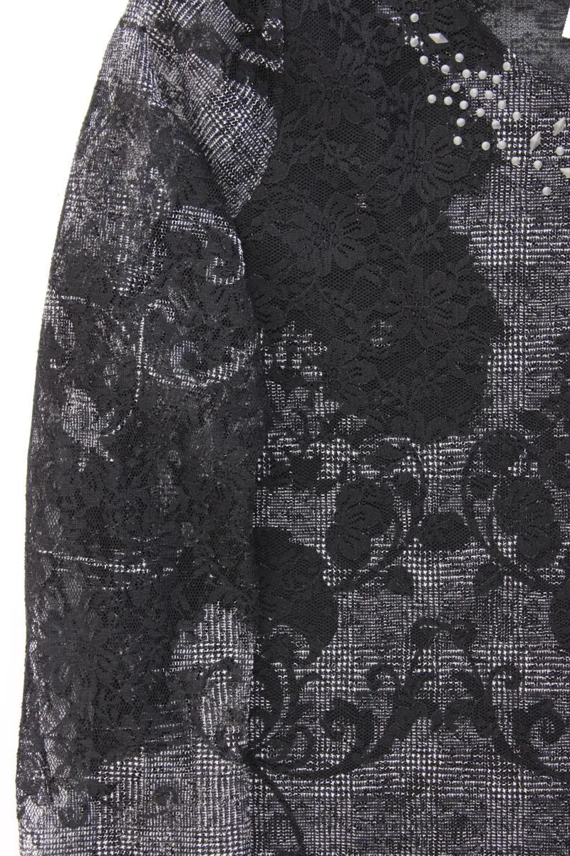 Pause Cafe Shirt mit Spitze Gr. 46 Langarm schwarz aus Polyester