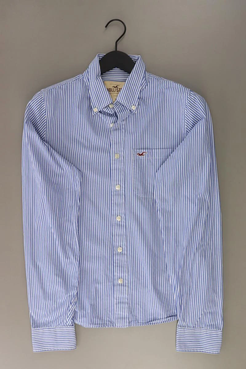 Hollister Langarmhemd für Herren Gr. L gestreift blau aus Baumwolle