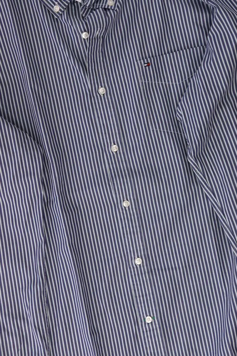 Tommy Hilfiger Langarmhemd für Herren Gr. XL gestreift blau aus Baumwolle