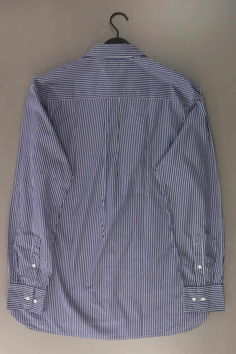 Tommy Hilfiger Langarmhemd für Herren Gr. XL gestreift blau aus Baumwolle