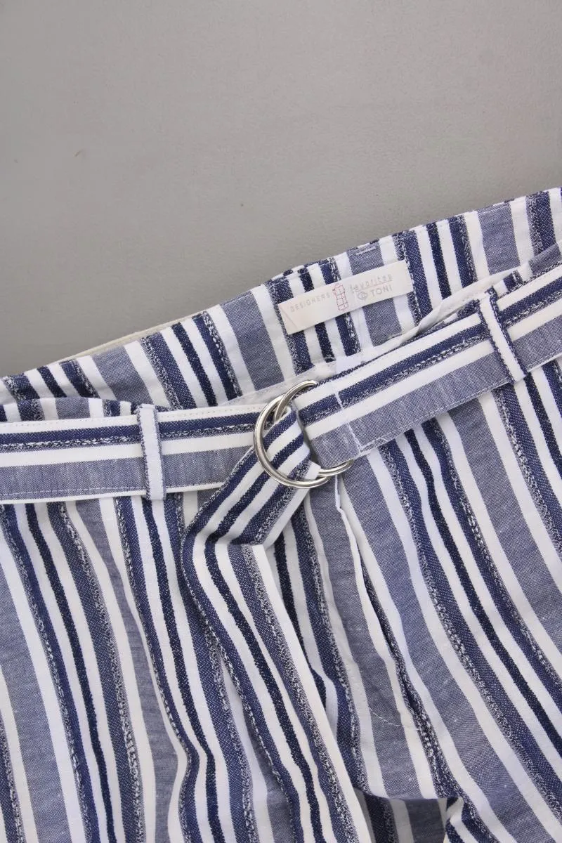 TONI Stoffhose Gr. 44 gestreift mit Gürtel blau