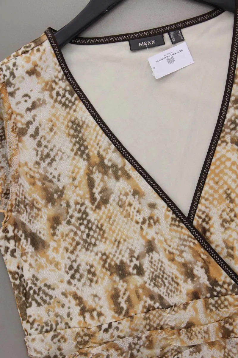Mexx Y2K Chiffonkleid Gr. L Kurzarm Vintage creme aus Polyamid