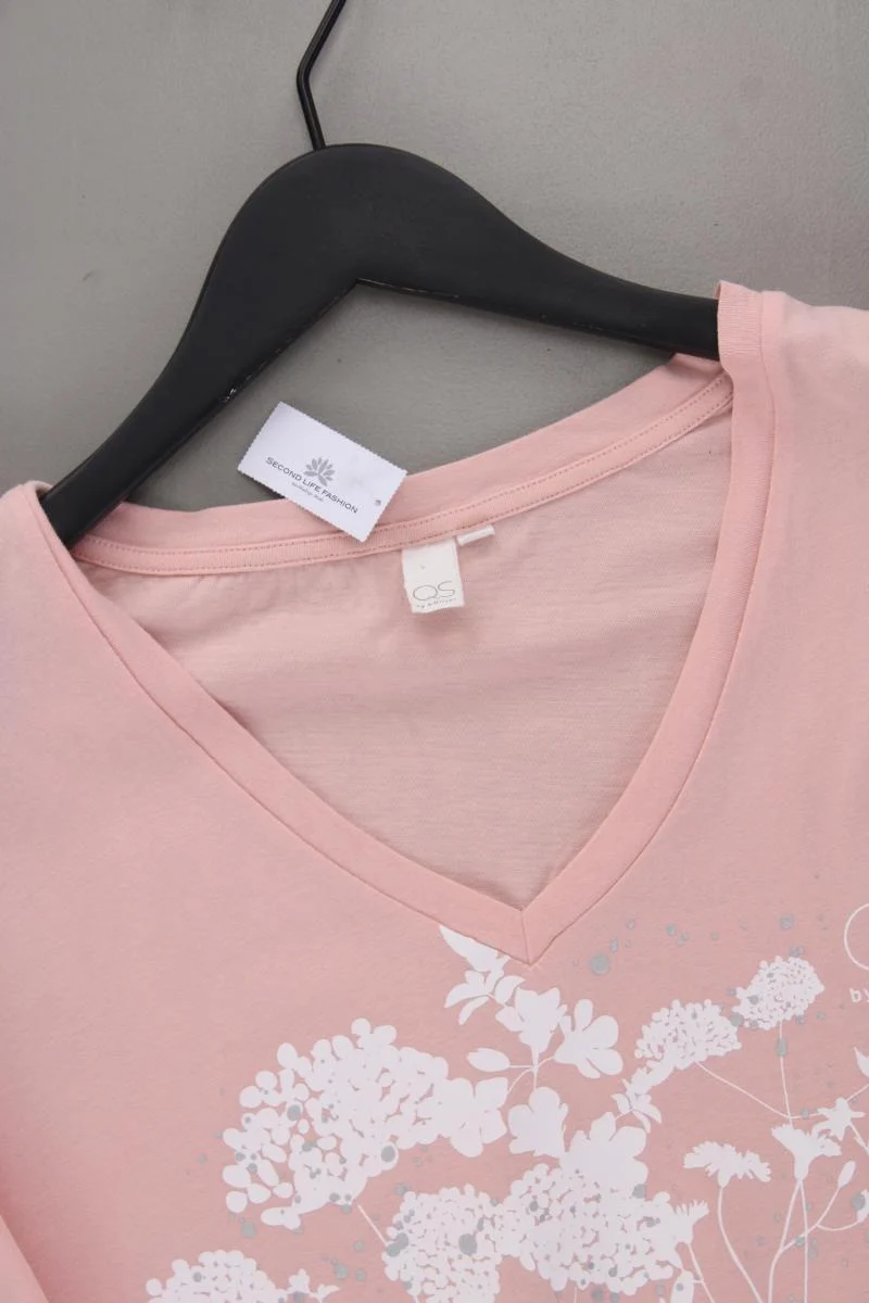 QS by s.Oliver Shirt mit V-Ausschnitt Gr. XL Kurzarm rosa aus Baumwolle
