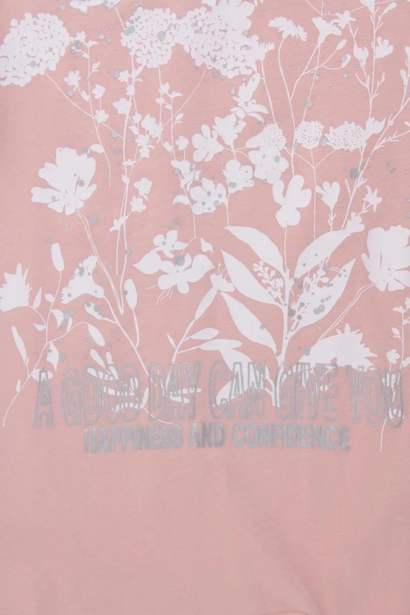 QS by s.Oliver Shirt mit V-Ausschnitt Gr. XL Kurzarm rosa aus Baumwolle