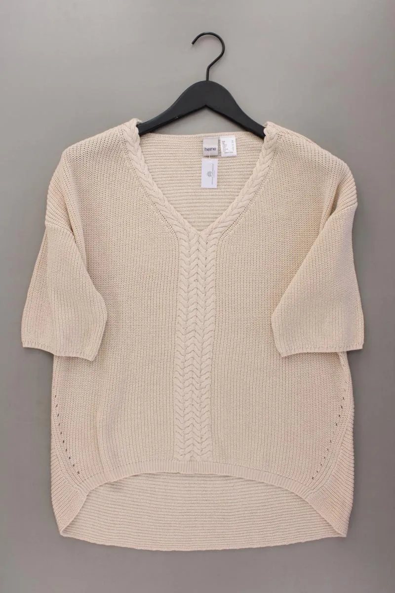 Heine Grobstrickpullover Gr. 40 neuwertig creme aus Baumwolle