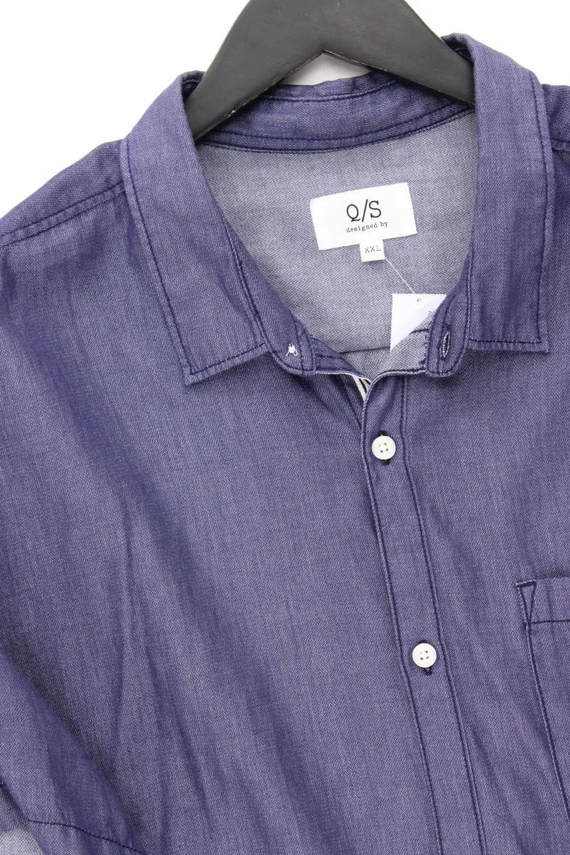 QS by s.Oliver Kurzarmhemd für Herren Gr. XXL blau aus Baumwolle