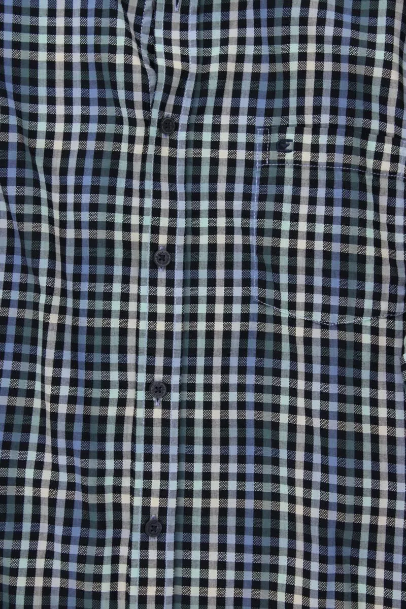 Casa Moda Karohemd für Herren Gr. Hemdgröße 43/44 kariert Kurzarm blau