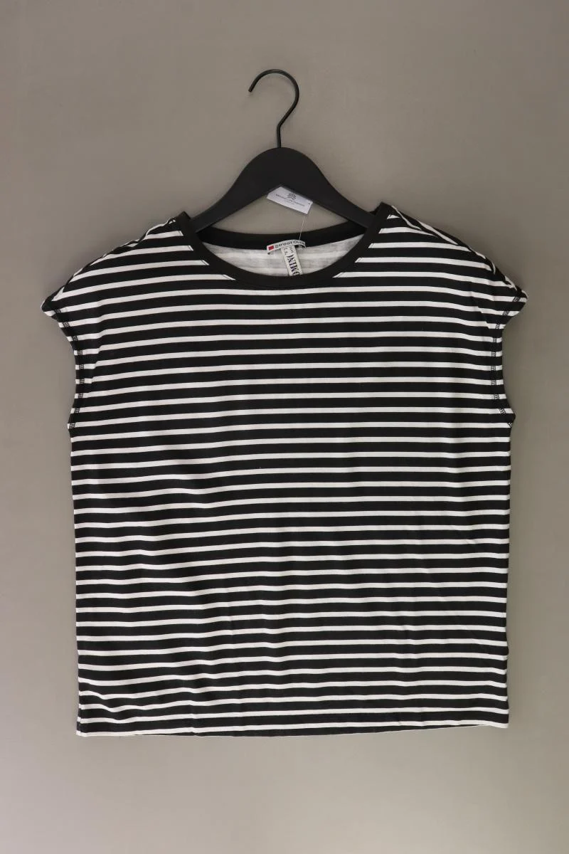 Street One Ringelshirt Gr. 36 gestreift Kurzarm schwarz aus Baumwolle